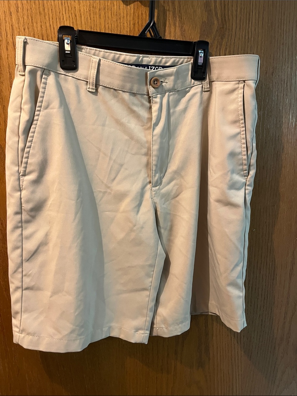 Izod Men's Beige Flat Front Shorts